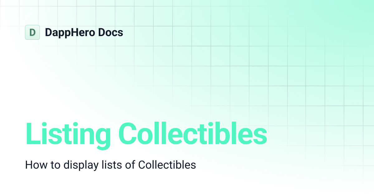 Listing Collectibles | DappHero Docs