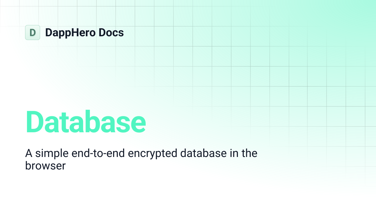 Database | DappHero Docs